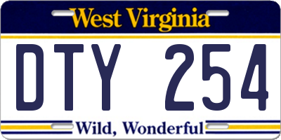 WV license plate DTY254