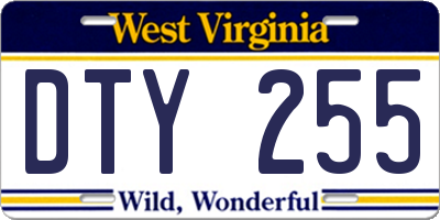 WV license plate DTY255