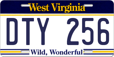 WV license plate DTY256