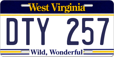 WV license plate DTY257