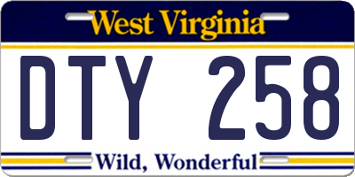 WV license plate DTY258