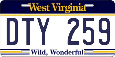WV license plate DTY259
