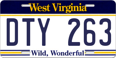 WV license plate DTY263