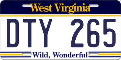 WV license plate DTY265