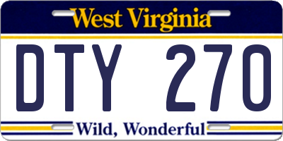 WV license plate DTY270