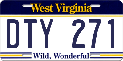 WV license plate DTY271