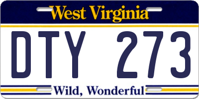 WV license plate DTY273