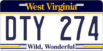 WV license plate DTY274