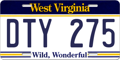 WV license plate DTY275