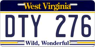 WV license plate DTY276