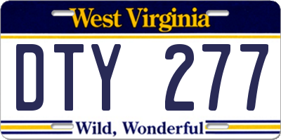 WV license plate DTY277
