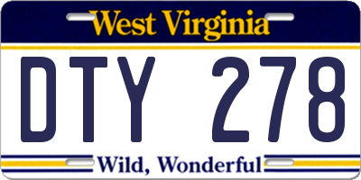WV license plate DTY278
