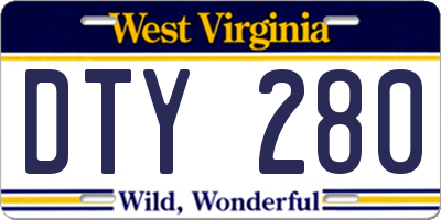 WV license plate DTY280