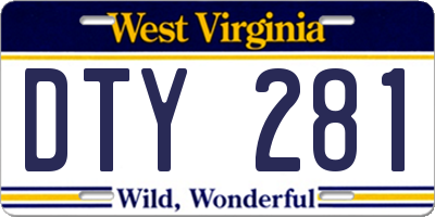 WV license plate DTY281