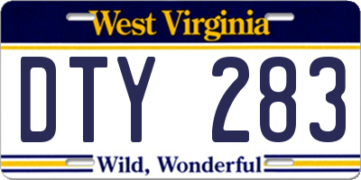WV license plate DTY283