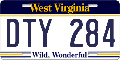 WV license plate DTY284