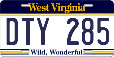 WV license plate DTY285