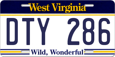 WV license plate DTY286