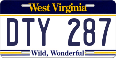 WV license plate DTY287