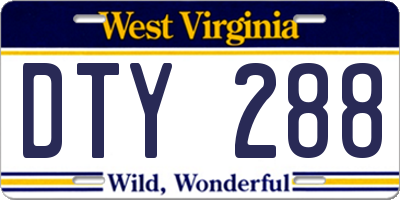 WV license plate DTY288