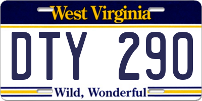 WV license plate DTY290