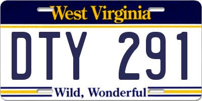 WV license plate DTY291