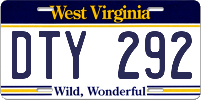 WV license plate DTY292