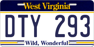 WV license plate DTY293