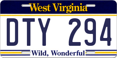 WV license plate DTY294
