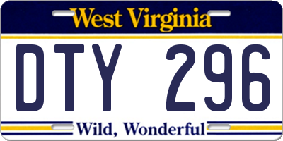 WV license plate DTY296