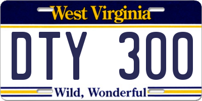 WV license plate DTY300