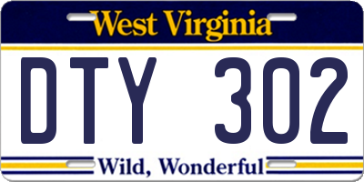 WV license plate DTY302