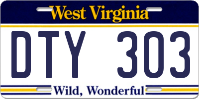 WV license plate DTY303