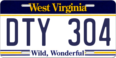 WV license plate DTY304