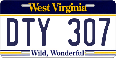 WV license plate DTY307