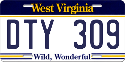 WV license plate DTY309