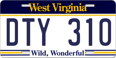 WV license plate DTY310