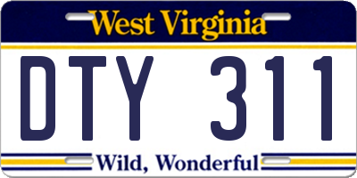 WV license plate DTY311