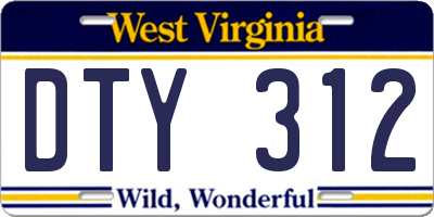 WV license plate DTY312