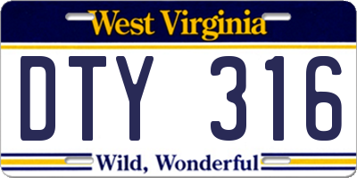 WV license plate DTY316
