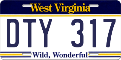 WV license plate DTY317