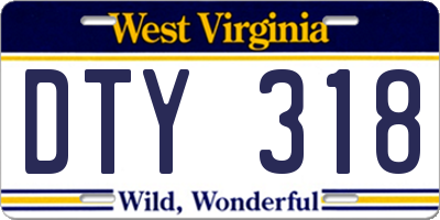 WV license plate DTY318