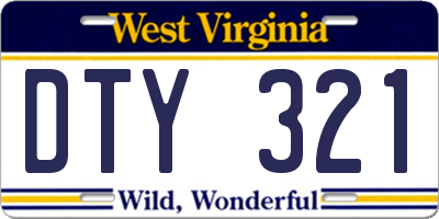 WV license plate DTY321
