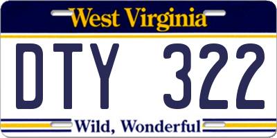 WV license plate DTY322