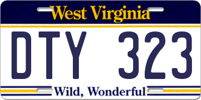WV license plate DTY323
