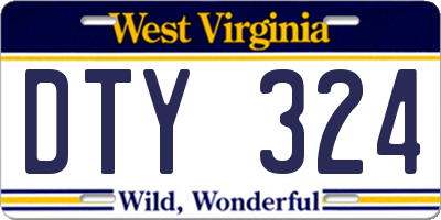 WV license plate DTY324