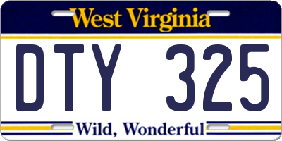 WV license plate DTY325