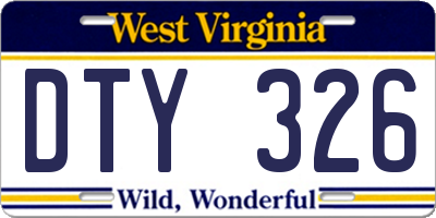 WV license plate DTY326