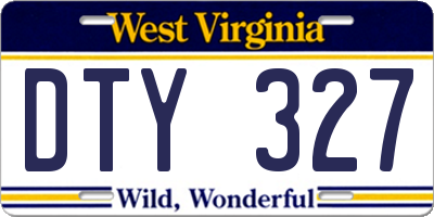 WV license plate DTY327
