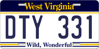 WV license plate DTY331